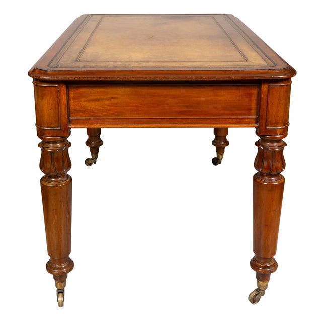 Early Victorian Mahogany Writing Table With Cope & Collinson Casters For Sale - Image 10 of 12