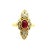 French 1980s Ruby & Diamond Navette Ring in 18k Yellow Gold, Size 6.5 For Sale - Image 10 of 11