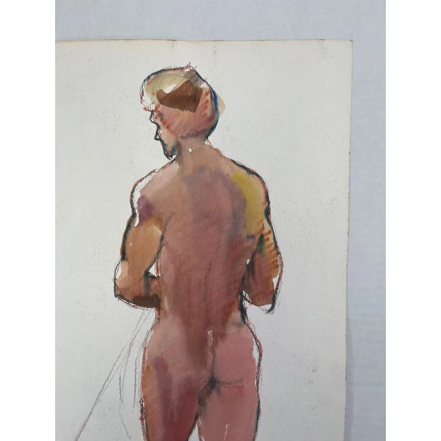 Vintage Nude Abstract Portrait Painting on Paper, Double-Sided For Sale In Seattle - Image 6 of 10