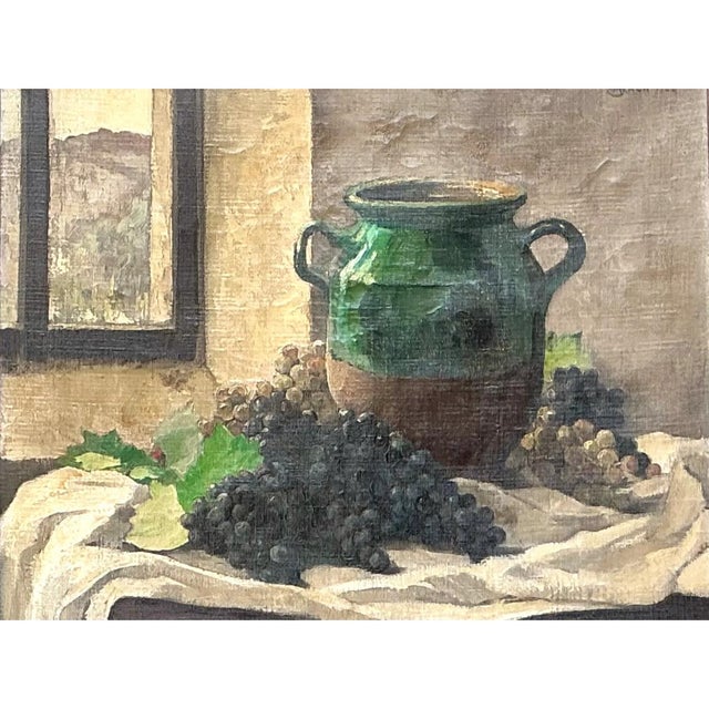 Vintage 1928 Still Life With Green Jug Painting For Sale In West Palm - Image 6 of 13