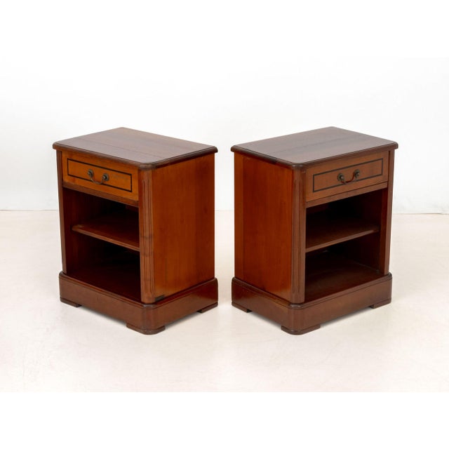Art Deco Art Deco Style Cherrywood Bedside Tables, Pair For Sale - Image 3 of 8