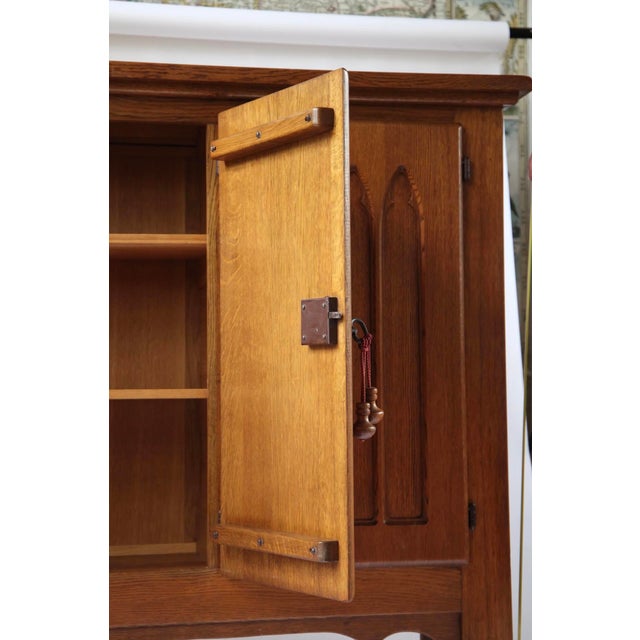 Wood Belgian Gothic Style Carved Oak Cabinet, 1960s For Sale - Image 7 of 14