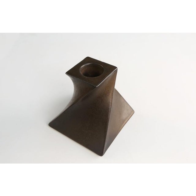 Brown Bronze Candleholder in Ceramic from Jan Van Der Vaart, the Netherlands, 1978 For Sale - Image 8 of 9