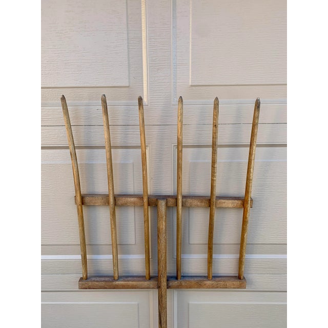 Antique 19th Century Monumental Hand Made Wooden Pitchfork For Sale - Image 4 of 7