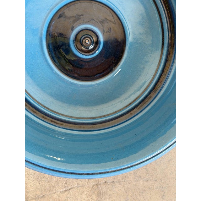 Knabstrup Keramik Blue Ceramic Salad Bowl Deep Glossy Azure Denmark Mid-Century Modern 1960s For Sale - Image 10 of 10