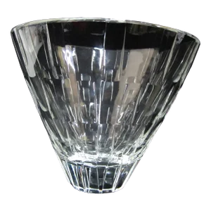 Large Stuart Clear Geometric Art Cut Glass Crystal Conical 6 3/4" Bowl or Vase