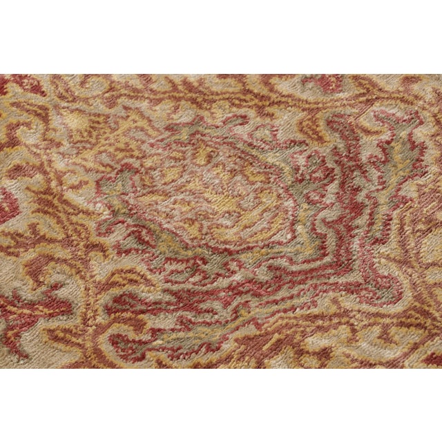 Gold Spanish European Rug in Gold, Green, Maroon Floral Pattern by Rug & Kilim For Sale - Image 8 of 10