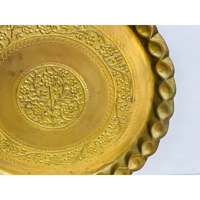 Vintage 1950s Large Floral Brass Tray For Sale In Boston - Image 6 of 9