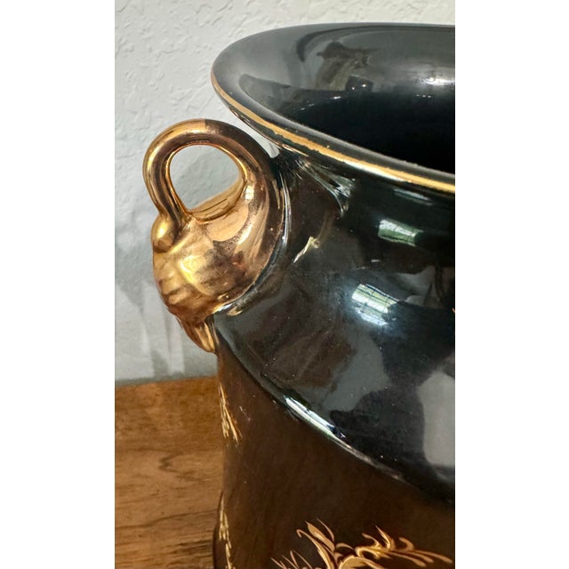Vintage Limoges-Style Black & Gold Porcelain Vase - Hollywood Regency For Sale - Image 11 of 11
