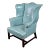 18th Century Teal Leather Upholstered Wing Chair-George III For Sale