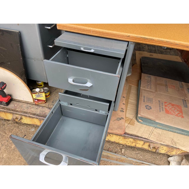 Steelcase 1960s Vintage Mid Century Modern Metal Tanker Desk For Sale - Image 4 of 12