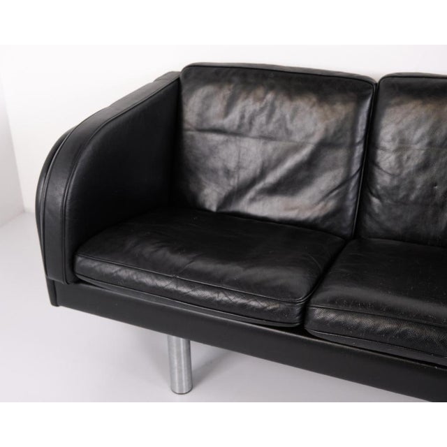 3-seater sofa model ej 20/3 by jørgen gammelgaard for erik jørgensen. Danish design in black leather with brushed steel...