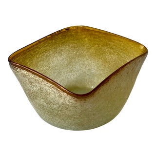 Vintage Mid-Century Lustrous Amber and Gold Ercole Barovier Style Glass Vessel, Organic Shape For Sale