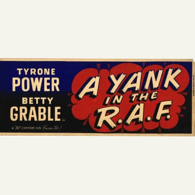 American 1940s Framed Monumental Movie Poster for a Yank in the r.a.f. 1941 Starring Tyrone Power and Betty Grable For Sale - Image 3 of 5