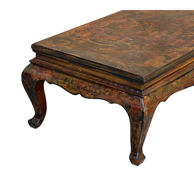 Chinese Tibetan Yellow Brown Dragon Head Lacquer Low Coffee Table For Sale - Image 14 of 18