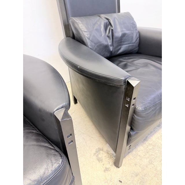 Umberto Asnago Black Leather Peggy Lounge Chairs for Georgetti, 1990s - A Pair For Sale - Image 17 of 18