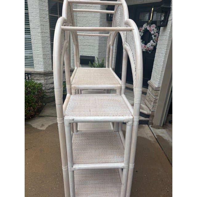 White Palm Beach Chic Wicker & Bamboo Etagere For Sale - Image 8 of 12