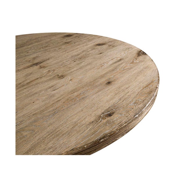Wood Rustic Modern Round Pedestal Dining Table For Sale - Image 7 of 9