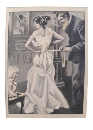 1900's Original Vintage French Boudoir \ Dressing Lithograph (Plate 1)