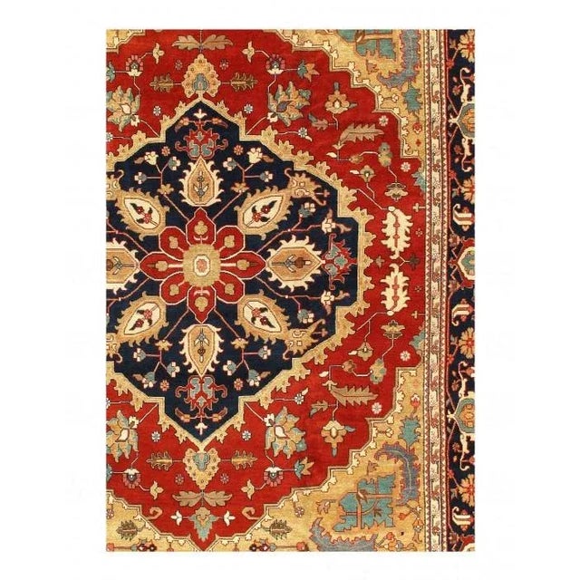 Persian Serapi design rug. Handmade and hand-knotted in fine lambswool on a cotton foundation. Vegetable dyed hand-spun...