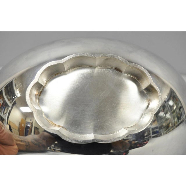 Mid 20th Century Vintage Poole 811 Modern Silver Plated Scalloped Footed Oval Serving Fruit Bowl For Sale - Image 5 of 11