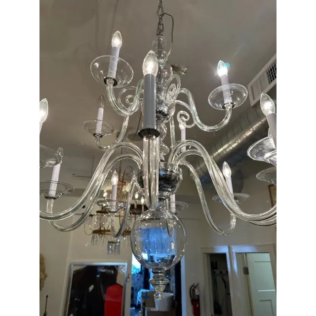 Transparent Contemporary Preciosa Glass 2 Tiered Chandelier For Sale - Image 8 of 9