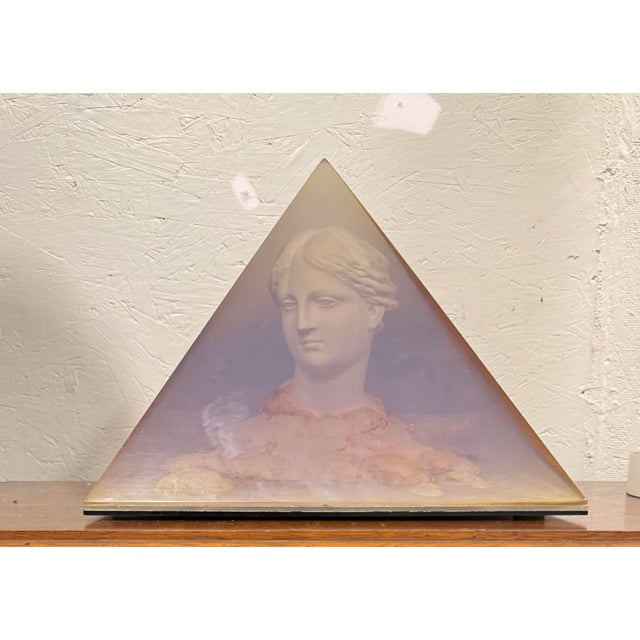 Plastic Post Modern Classical Bust Encased Lucite Pyramid Sculpture For Sale - Image 7 of 7