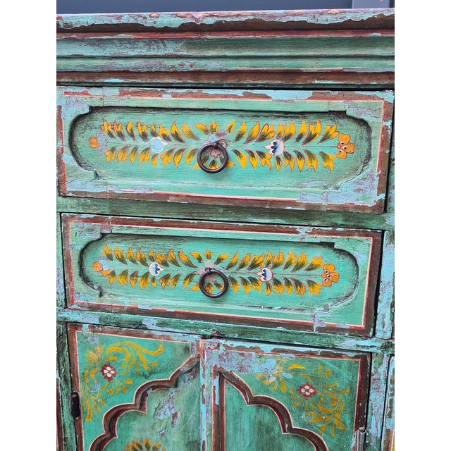 Mid-Century Indian Hand-Painted Wooden Chest of Drawers, 1970s For Sale - Image 9 of 16