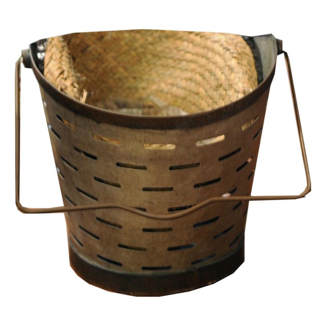 Late 20th Century Small Metal Olive Bucket For Sale