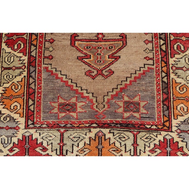 Colorful Vintage Turkish Oushak Rug With Geometric Design 3'4 X 5'4 For Sale - Image 11 of 14