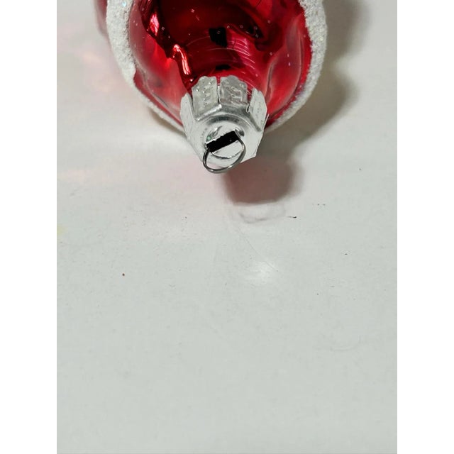 Glass Vintage Mercury Glass Santa Christmas Ornaments With Mica Glitter – Set of 8 in Original Boxes For Sale - Image 7 of 9