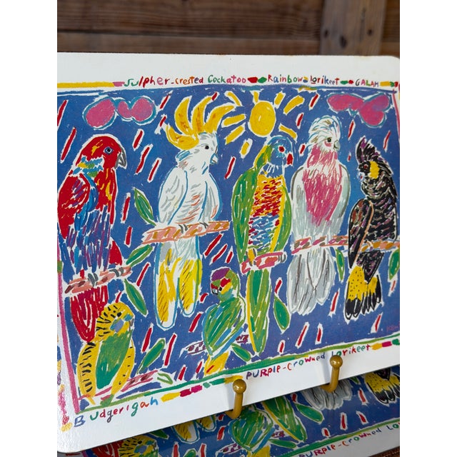 1980s Ken Done Australian Parrot Placemats, Set of 6 in Original Box For Sale - Image 11 of 12