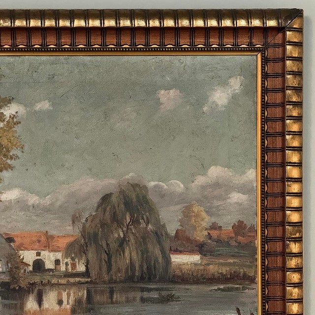 Wood Framed Oil Painting on Canvas by Léon Dardenne (1865-1912) 'Lake View' For Sale - Image 7 of 16