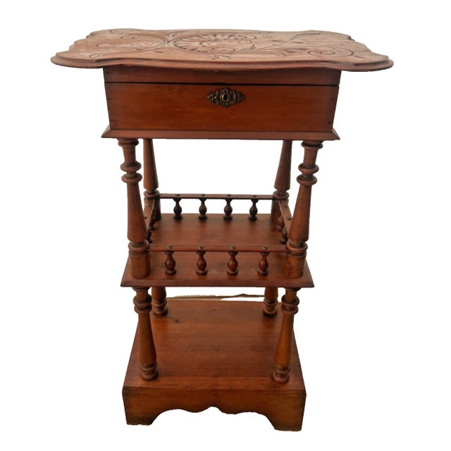 Antique Victorian Sewing Knitting Table Storage Cabinet Two Lower ...