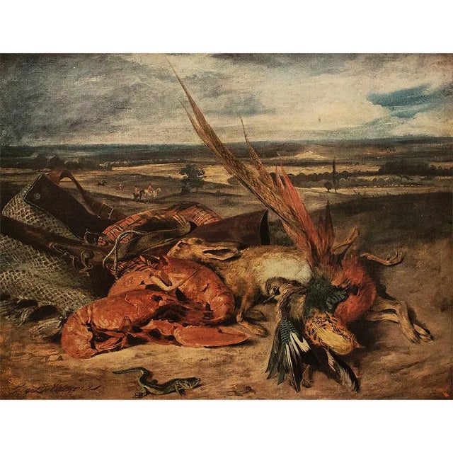 Cinnamon 1940s After Eugene Delacroix Still Life First Edition Swiss Full-Color Print For Sale - Image 8 of 8