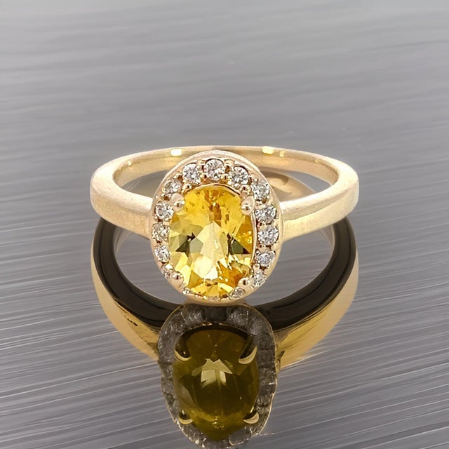 Natural Citrine Diamond Ring 6.5 14k Yellow Gold 1.74 TCW Certified For Sale - Image 11 of 14