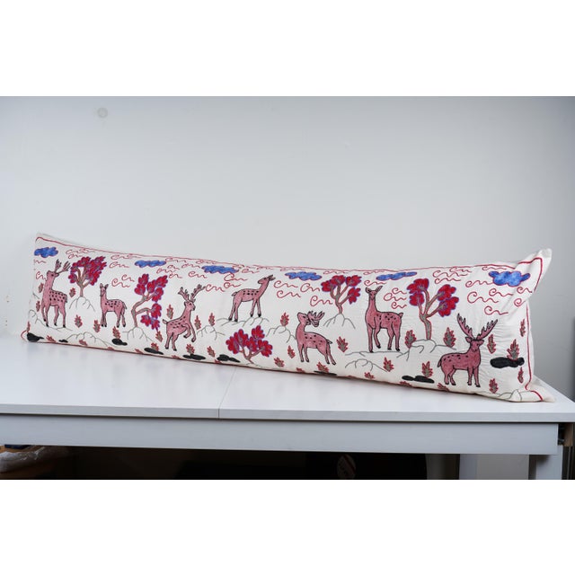 Mid-Century Modern Tashkent Suzani Animal Bedding Pillow Case Made From a 19th Century Suzani For Sale - Image 3 of 4