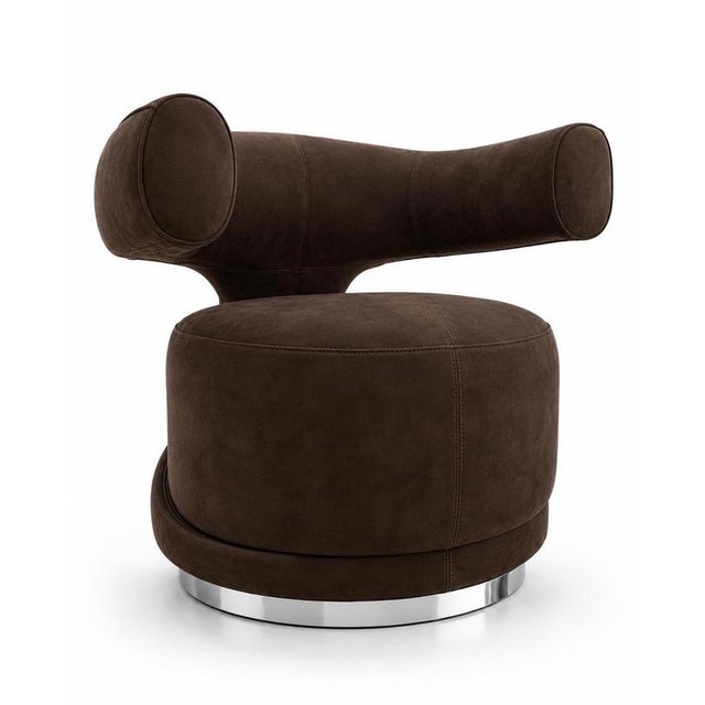 HAHA Armchair in Suede Leather by Christophe Perichon For Sale - Image 4 of 17