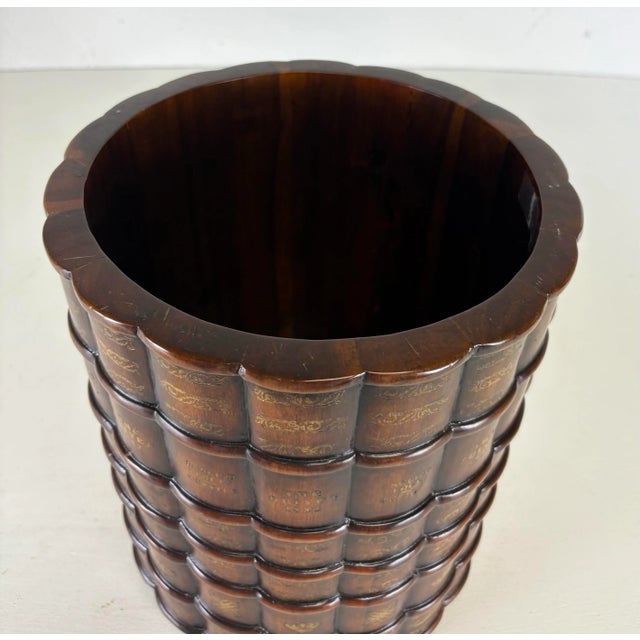 Wood Vintage Hand Carved Walnut Faux Book Bin After Maitland Smith For Sale - Image 7 of 9