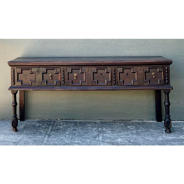 Vintage 18th Century Carved Jacobean Console Table For Sale - Image 11 of 12