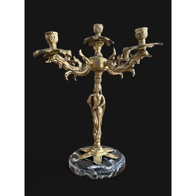 French Gilt Bronze and Marble Candleholders, 1800s, Set of 2 For Sale - Image 16 of 18