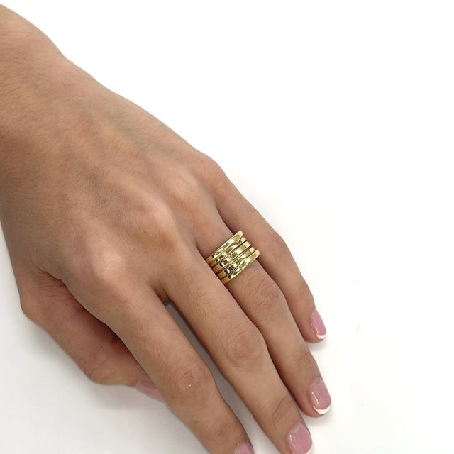 Early 21st Century 18k Yellow Gold Bvlgari B.zero1 Four-Band Ring - Size 5.25 For Sale - Image 5 of 5