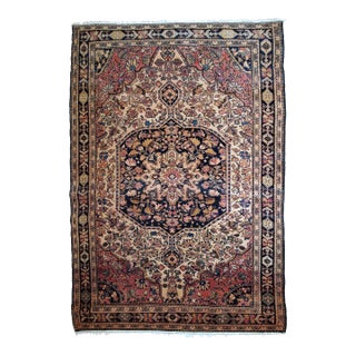 1900s, Handmade Antique Persian Sarouk Farahan Rug 4' X 6.3' For Sale