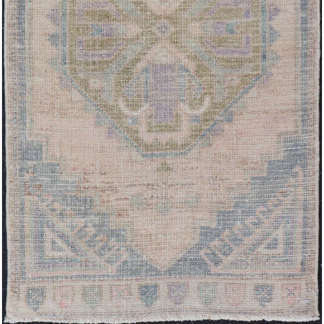 Textile Vintage Turkish Oushak Rug With All-Over Sub-Geometric Medallion Design For Sale - Image 7 of 8