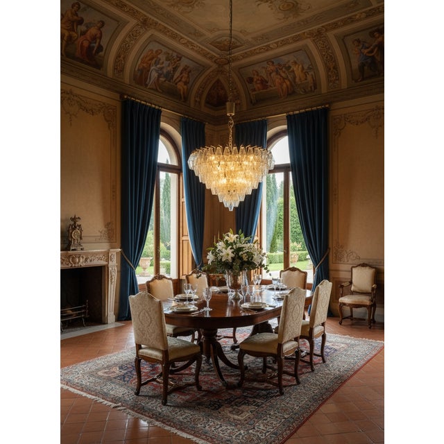Glass Large Murano Glass Poliedri Chandelier, Italy, 1970s For Sale - Image 7 of 18