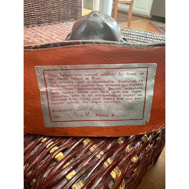 Mid-Century Modern Mid Century Balinese Hand Carved Boy Head For Sale - Image 3 of 3