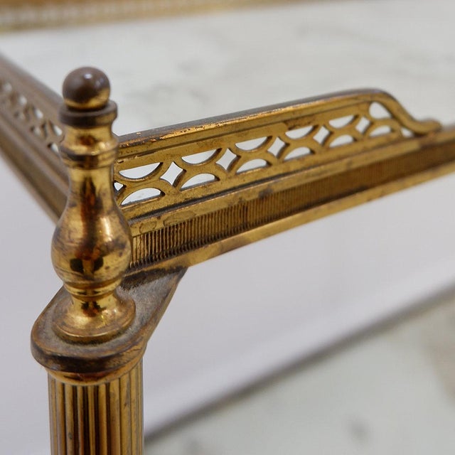 French Two-Tier Side Table with Eglomise Glass Mirror from Maison Jansen, 1950s For Sale - Image 12 of 16