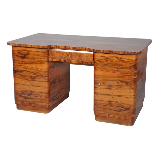 Art Deco Walnut Writing Desk, Czech, 1930s For Sale