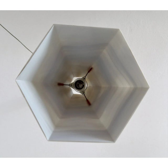 Mid-Century Modern Pendant Lamp in Glass with Marble Effect and Curly Cable, 1970s For Sale - Image 10 of 14