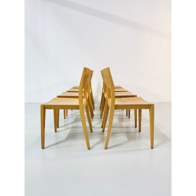 Tan Vintage Beech Dining Chairs, 1980s, Set of 8 For Sale - Image 8 of 17